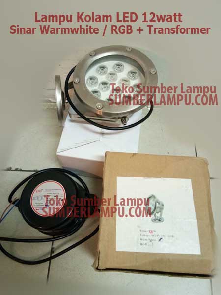 Lampu Underwater LED 12 watt RGB Warmwhite plus Transformer